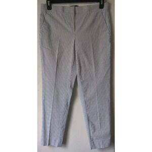 J.Crew Women's Striped Cotton Ankle Pants Size 6 Blue/White Mid Rise Lightweight